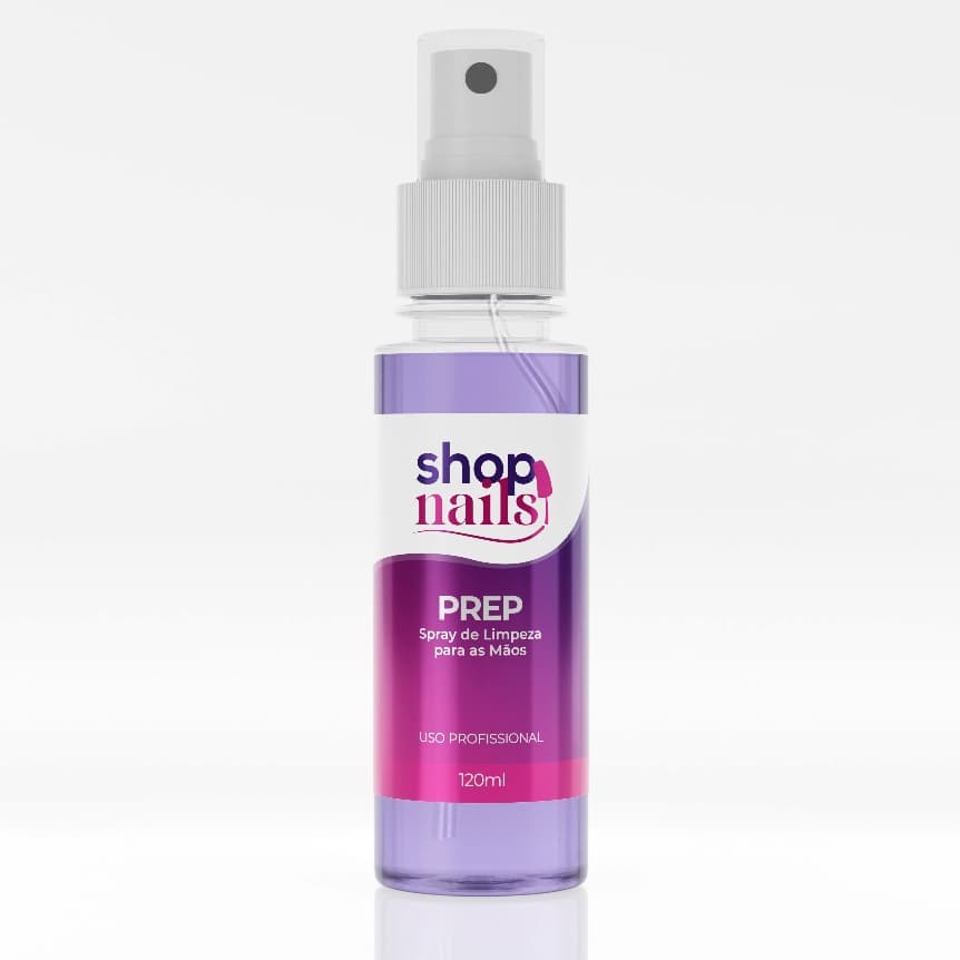 Prep Spray de Limpeza Higienizante Para Mãos Bactericida Shop Nails Cosméticos 120ml