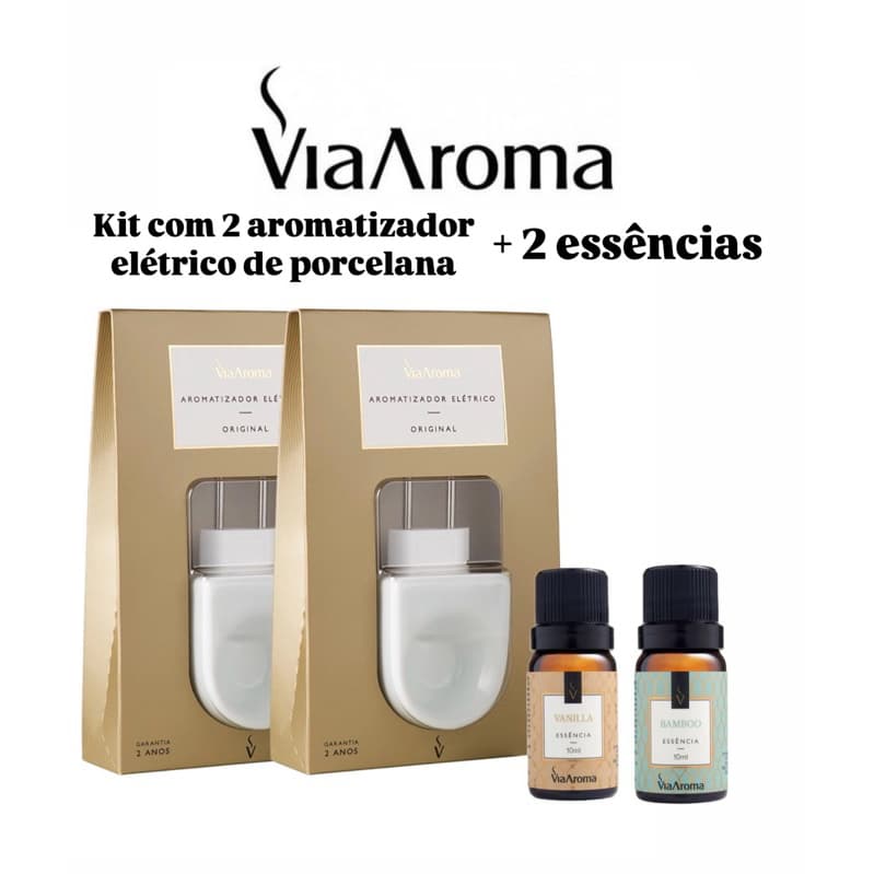 2 Aromatizador elétrico em Porcelana + 2 Essência a sua escolha - Difusor Aromaterapia Via Aroma