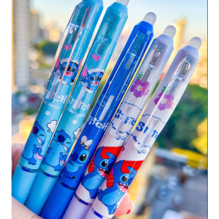 CANETA APAGÁVEL FOFA DO STITCH / PAPELARIA FOFA KAWAII / MATERIAL ESCOLAR