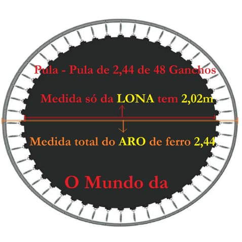 Lona de salto para cama elástica 2.44m - MEDIDA só da lona 2,02