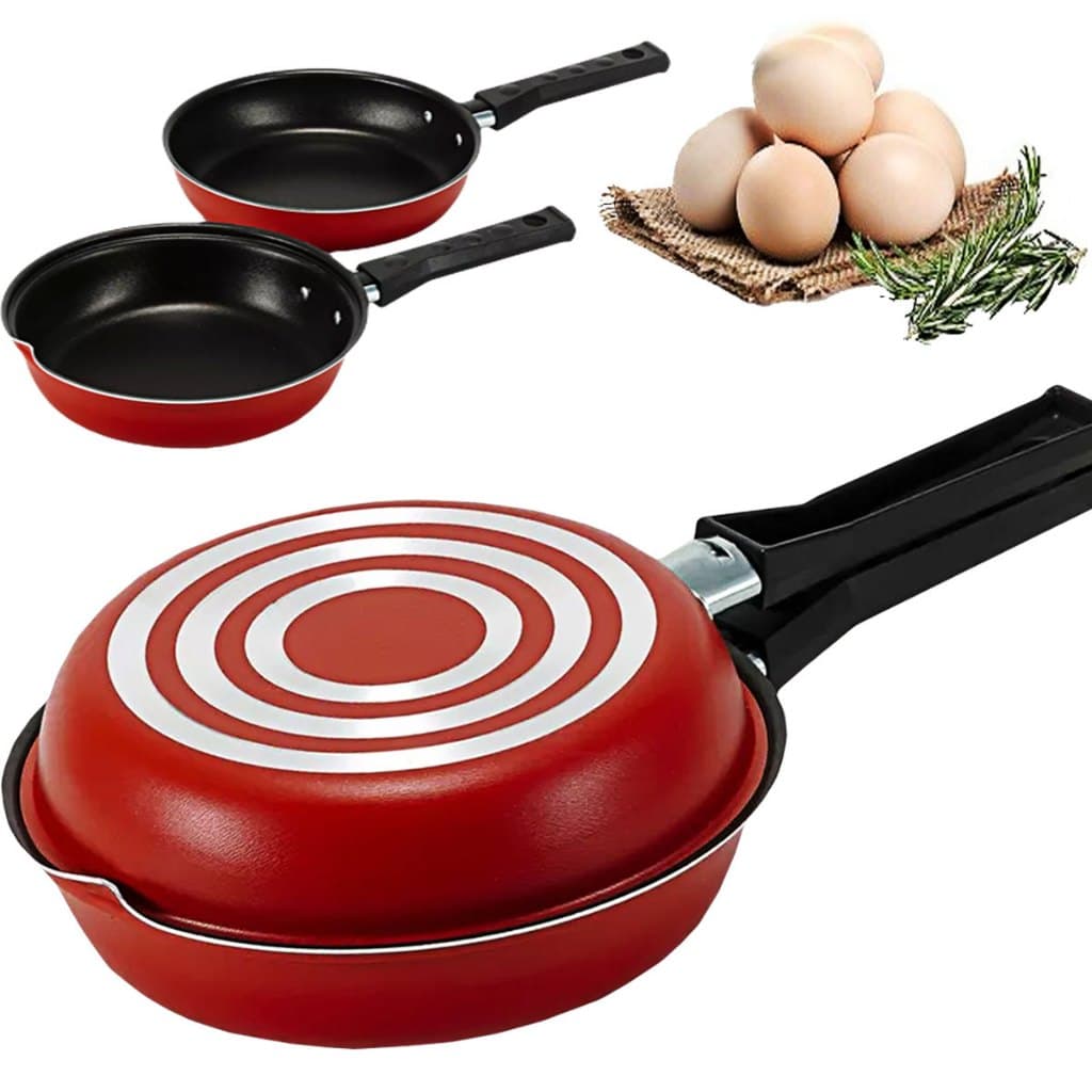 Frigideira Omeleteira Dupla Revestimento Antiaderente Teflon Cor Vermelha Preto Panquequeira sanduicheira 20 Cm