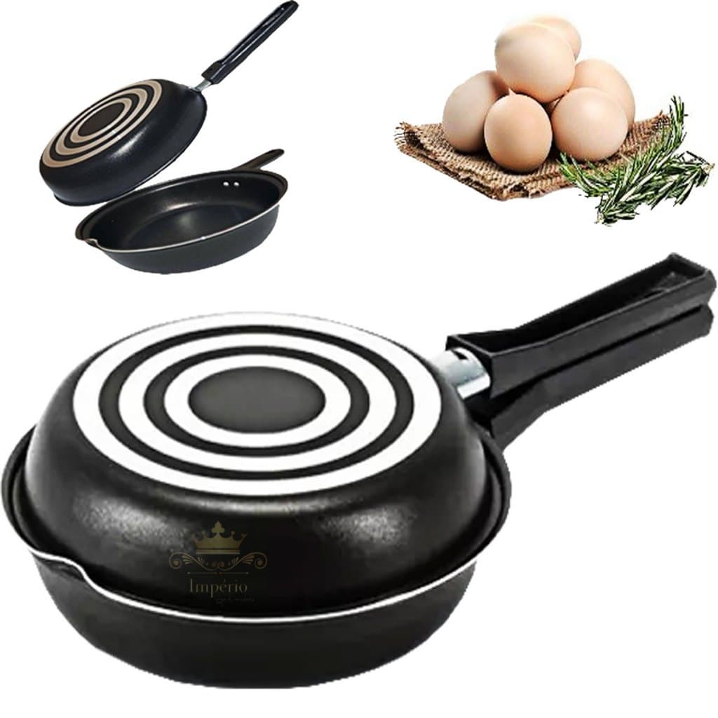Frigideira Omeleteira Dupla Revestimento Antiaderente Teflon Cor Preta Grafite Panquequeira sanduicheira 20 Cm