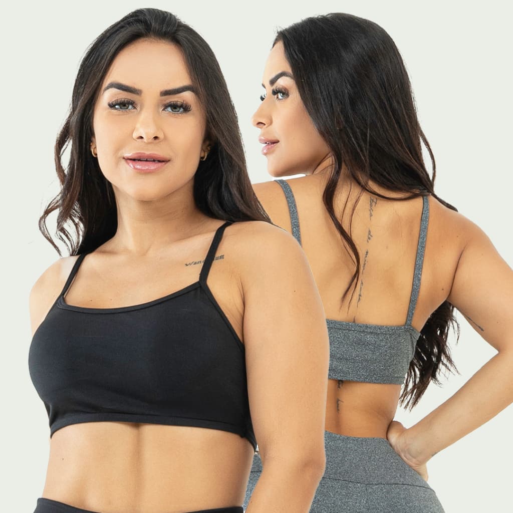 Kit 2 Top Alcinha Fitness Sem Bojo Feminino Academia