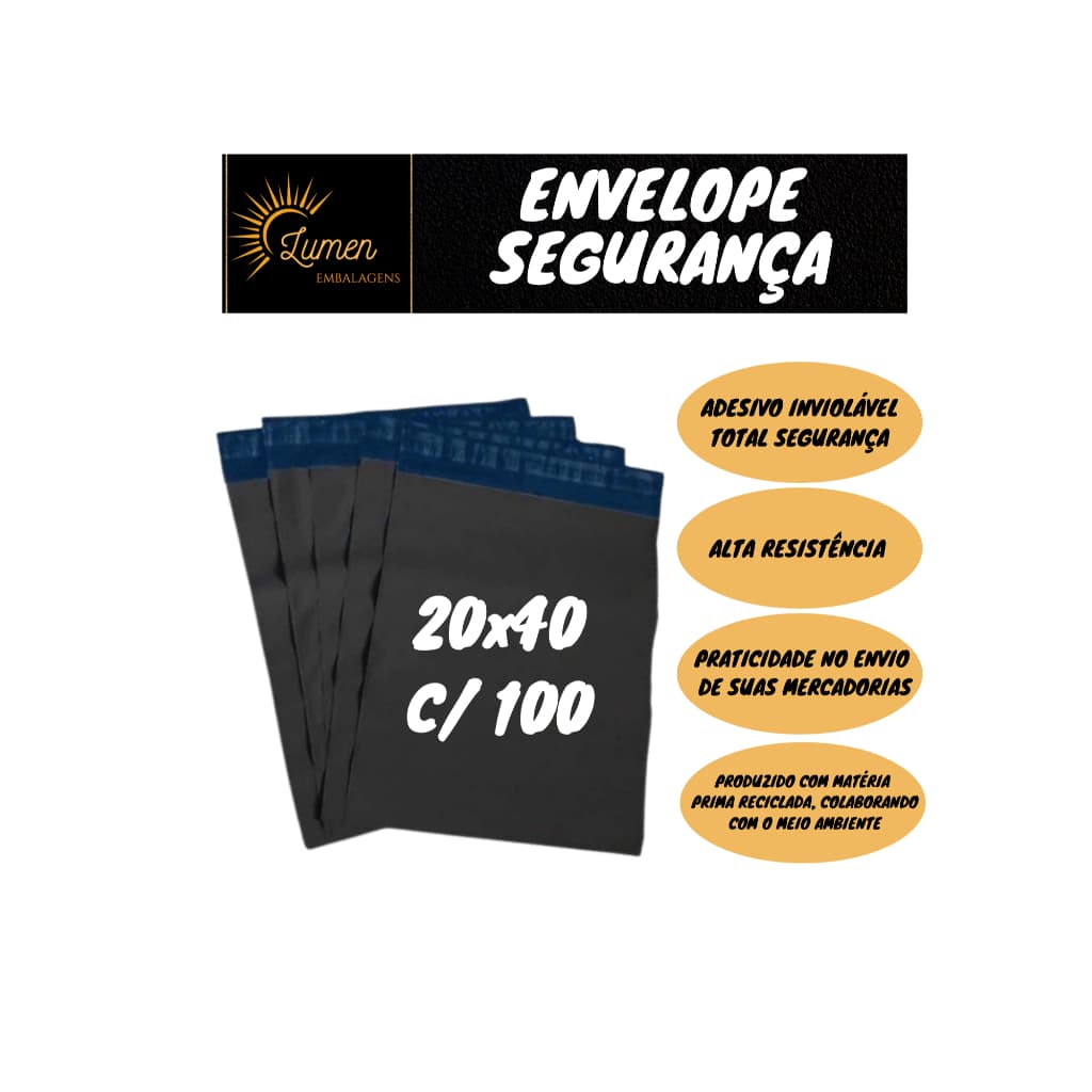 100 Unid. Envelopes De Segurança 20x40 -  Saco Embalagem Para Correio Ecommerce, Envelopes p/ Envios