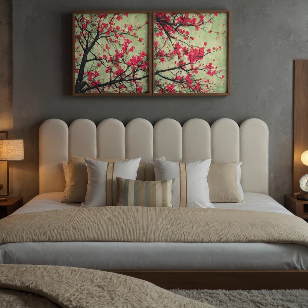 Kit Cabeceira de Cama Box Casal King Solteiro Queen Modulada 45cmx20cm Nuvem - VÁRIOS OPÇÕES DE KITS