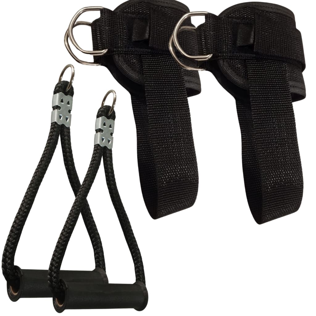 Maxmuvem Kit Com Par Puxador Triangulo Corda Mais Par De Tornozeleira Puxador Perna