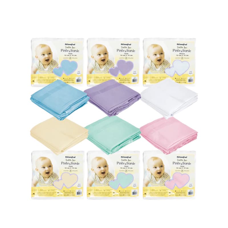 Kit 5 Fraldas Pinte E Borde Bebê Luxo Incomfral 70x70cm Promoção