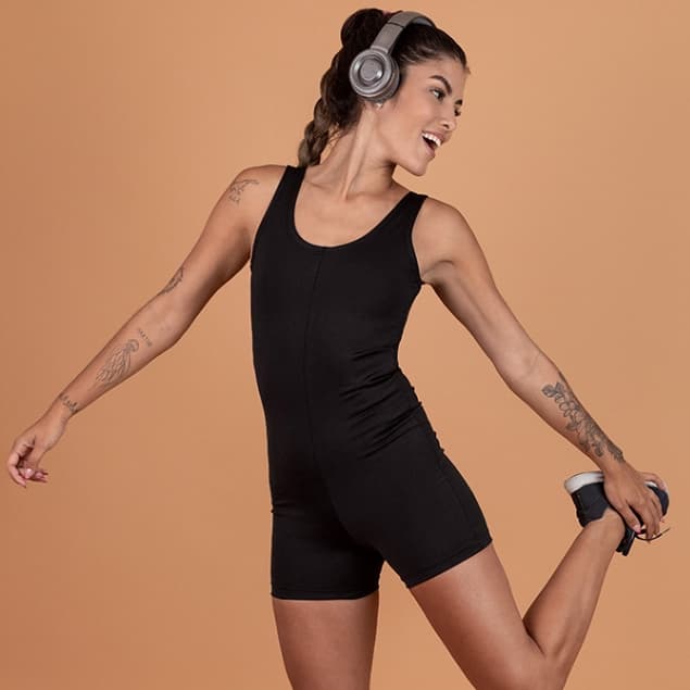 MACAQUINHO ACADEMIA FEMININO FITNESS EM SUPLEX (MACACÃO CURTO)