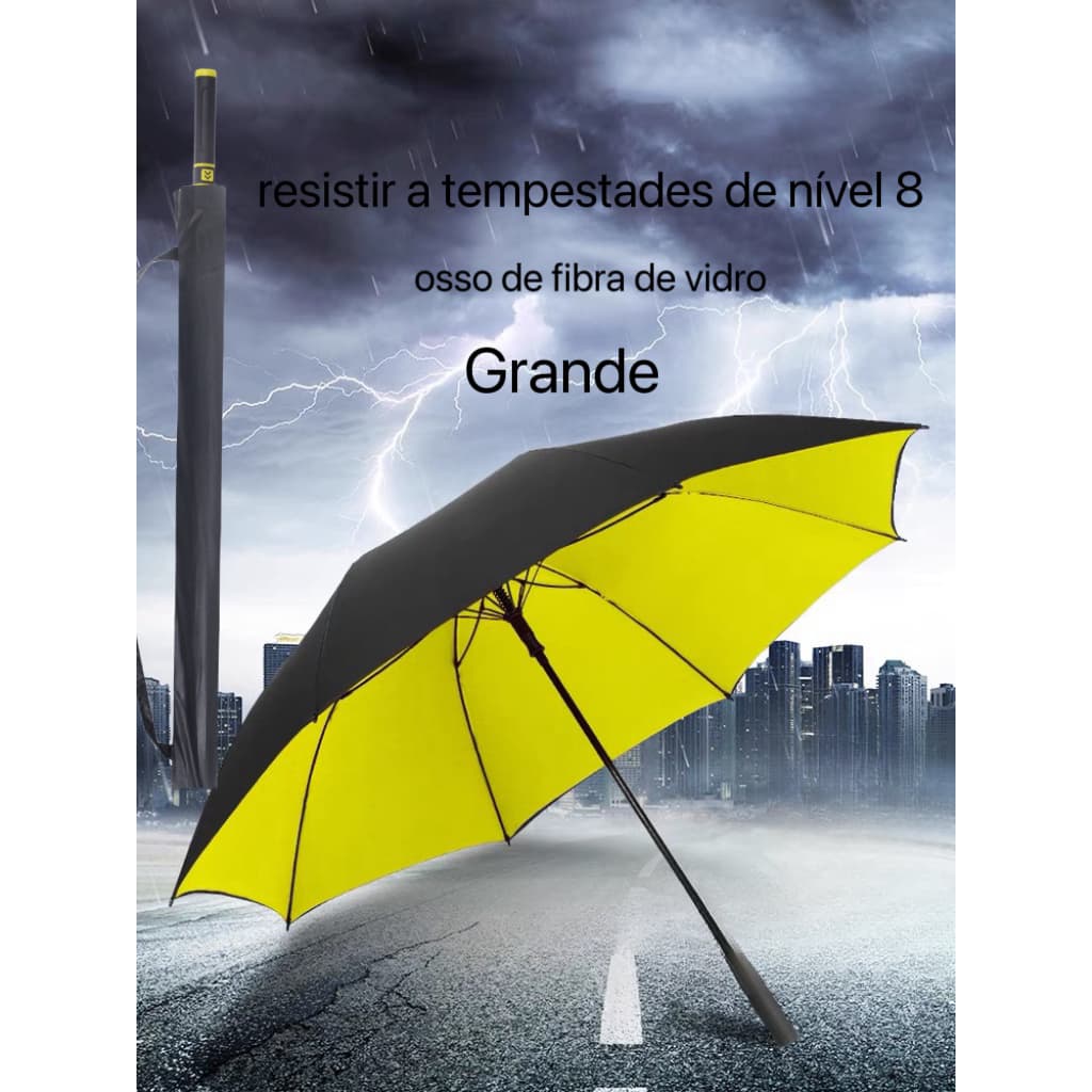 Guarda-Chuva de Golfe Grande Automático-8 Varetas Fibra de Vidro, Reforçado e com Blackout UV