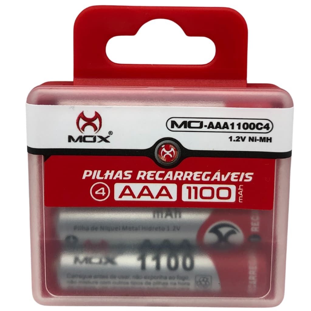 Case C/ 4 Pilhas Baterias Recarregáveis 1100mah Aaa 1.2v Ni-mh