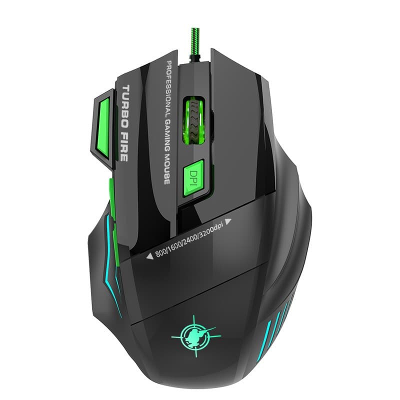 Mouse Gamer Jogos Laser 3600dpi Usb Com Fio Led 7 Botões Iluminado