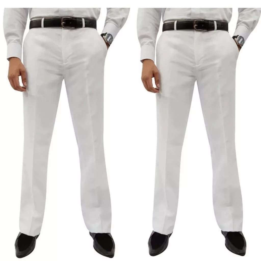 Kit 2 Calça Social Masculina Branca Oxford - Elegância e Conforto