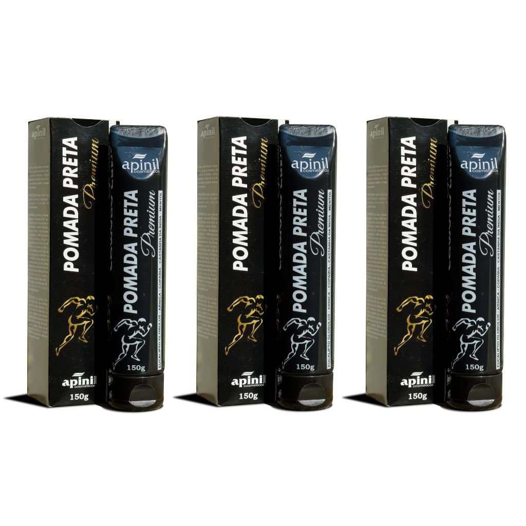 Kit 3un Pomada Preta Premium 150g - Apinil