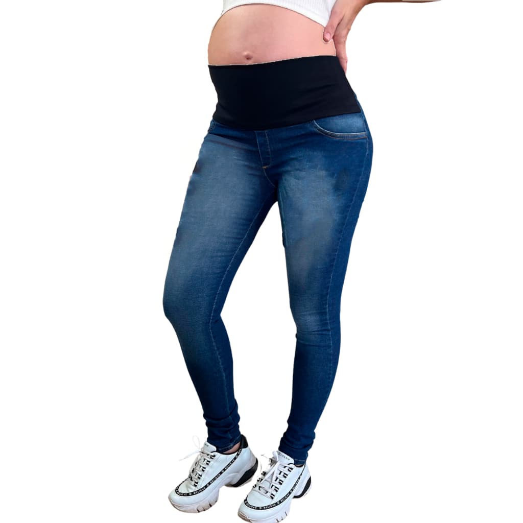 Calça Gestante Jeans Elástico Suplex Grávida Confortável