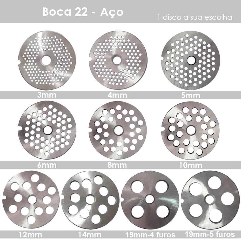 Disco Para Moedor De Carne Boca 22 - Aço Temperado