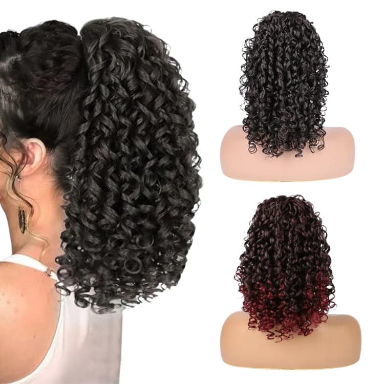 Cabelo Cacheado Rabo De Cavalo Curto Com Ajustes Puff 45cm Fashion You 002