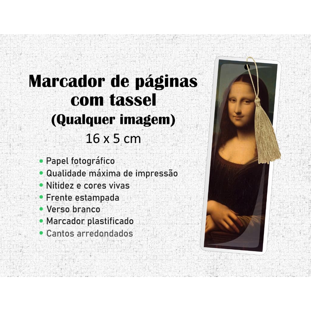 Marcador Plastificado Marca Página Personalizado com Tassel