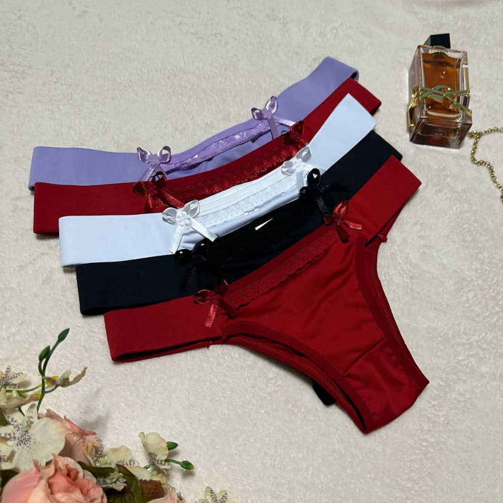 Kit 5 Calcinha Tanga Fio Duplo Sensual Lingerie Palinha Conforto