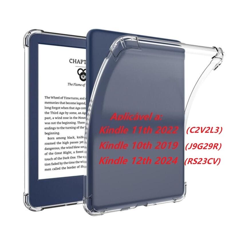 Capa Protetora Anti-Queda Soft TPU Transparente Para Kindle 2022 2024 2019 10a Geração 11a 6,0 Polegadas