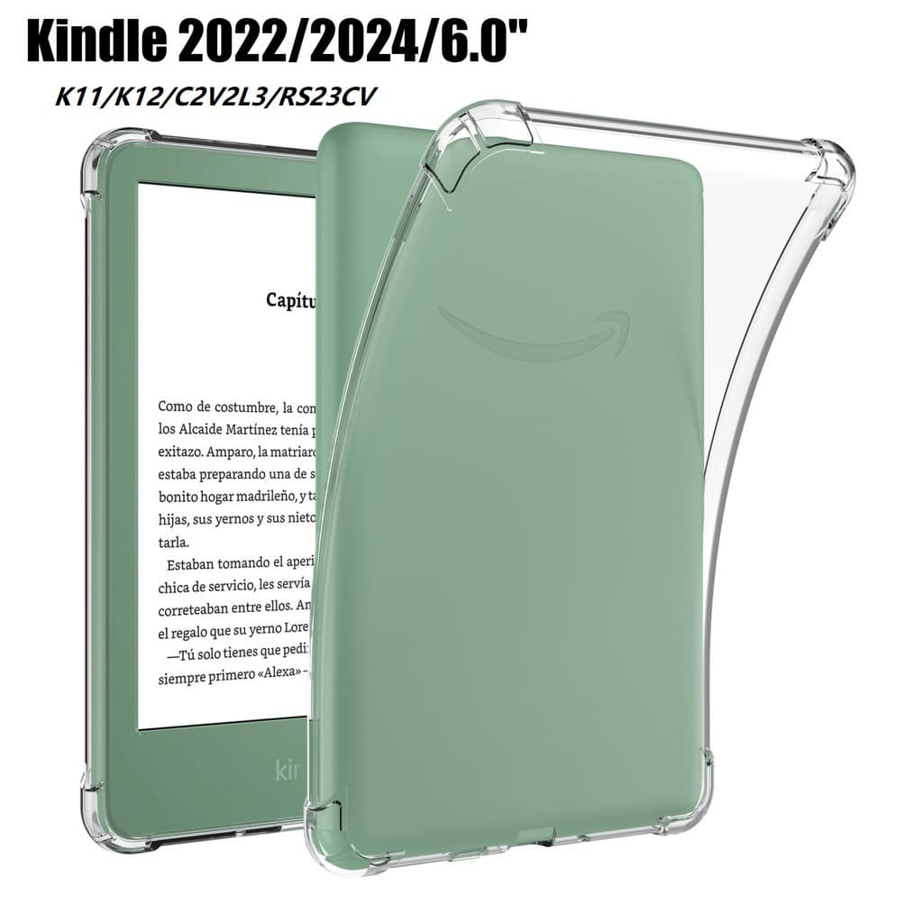 Kindle 2024 Lançado Silicone TPU Transparente Airbag Capa 2022/2024/6.0 "/K11/K12/C2V2L3/RS23CV