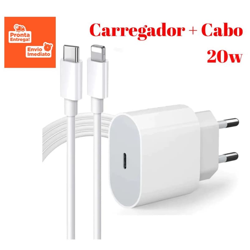 Kit Carregador Turbo Lightning De iPhone Fonte com Cabo Carregamento Rápido 1m PD 20w - Promoção