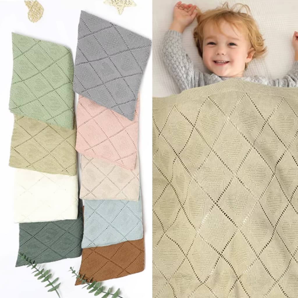 Manta Bebê Cobertor Saída Maternidade Super Macio Bebê Infantil Recém Nascido Berçário Tricô Coração