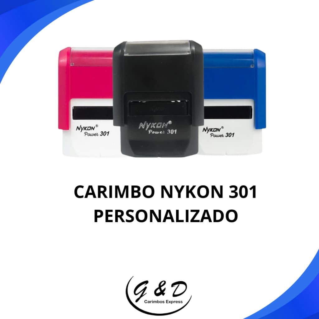 Carimbo Nykon 301 Power Personalizado Com Seus dados - Medida 10x27