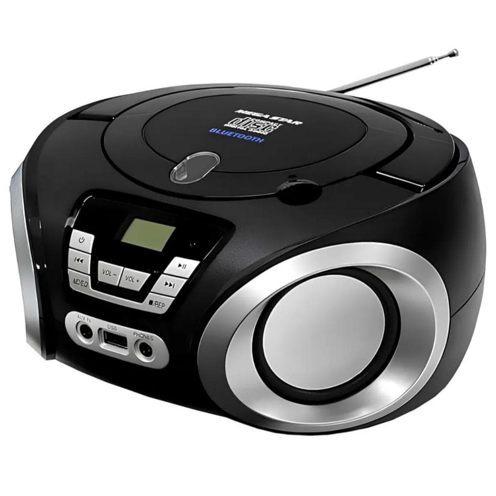 Radio Portátil Micro System CD/FM/MP3/USB/Auxiliar/Bluetooth Megastar Preto