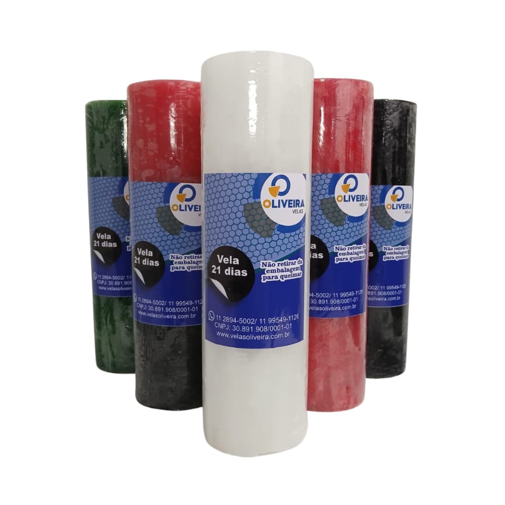 Vela de 21 Dias Branca ou colorida  100% Parafina