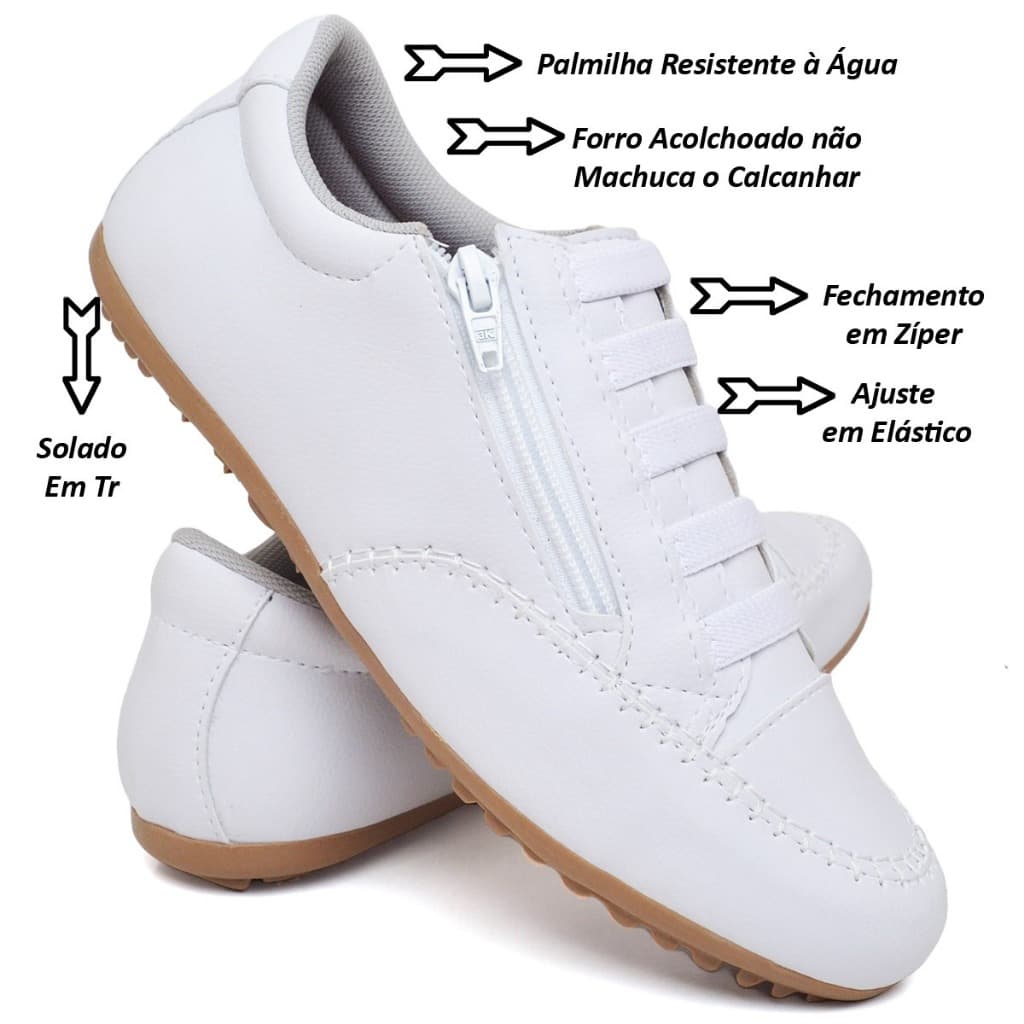 Mocassim Enfermagem Feminino com zíper e elástico