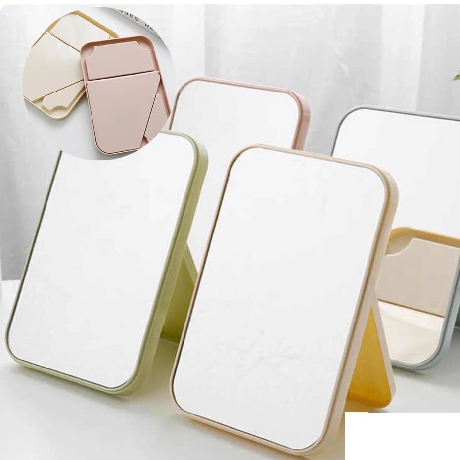 Espelho Para Maquiagem Dobrável Espelho de Mesa Retangular Penteadeira Acessórios De Maquiagem Portatil (Não Tem Led)