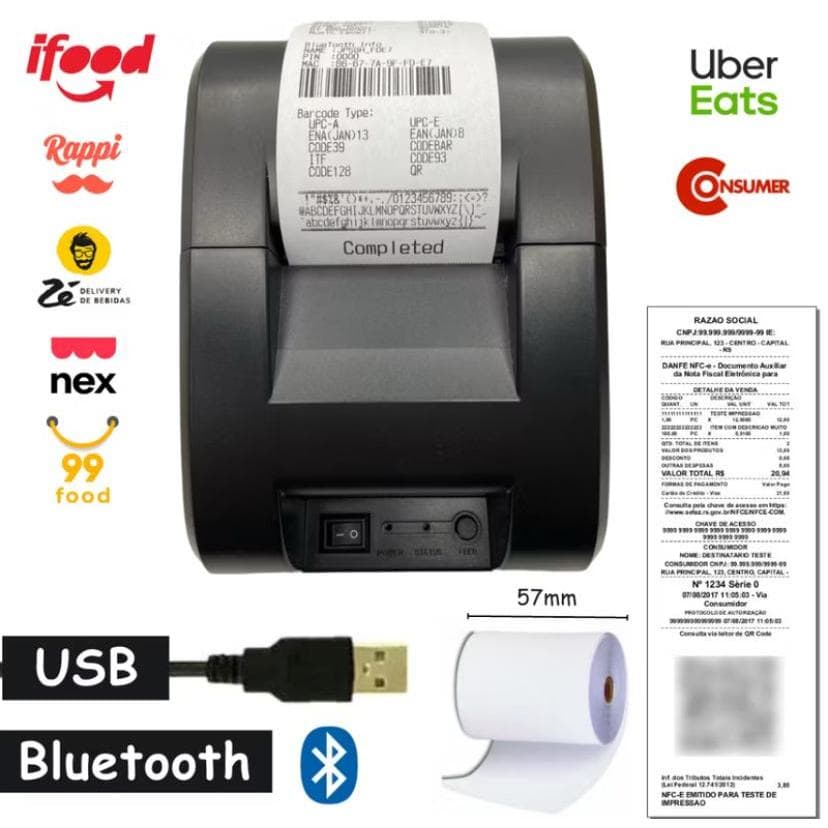 Impressora Térmica Cupom Não Fiscal 58mm Tickts Pc Bivolt