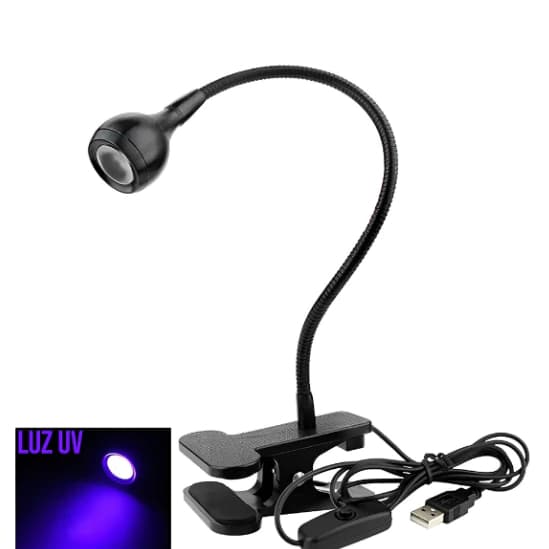 Luminária UV Ultravioleta De Mesa Com Garra Presilha Para Manicure Galaxy