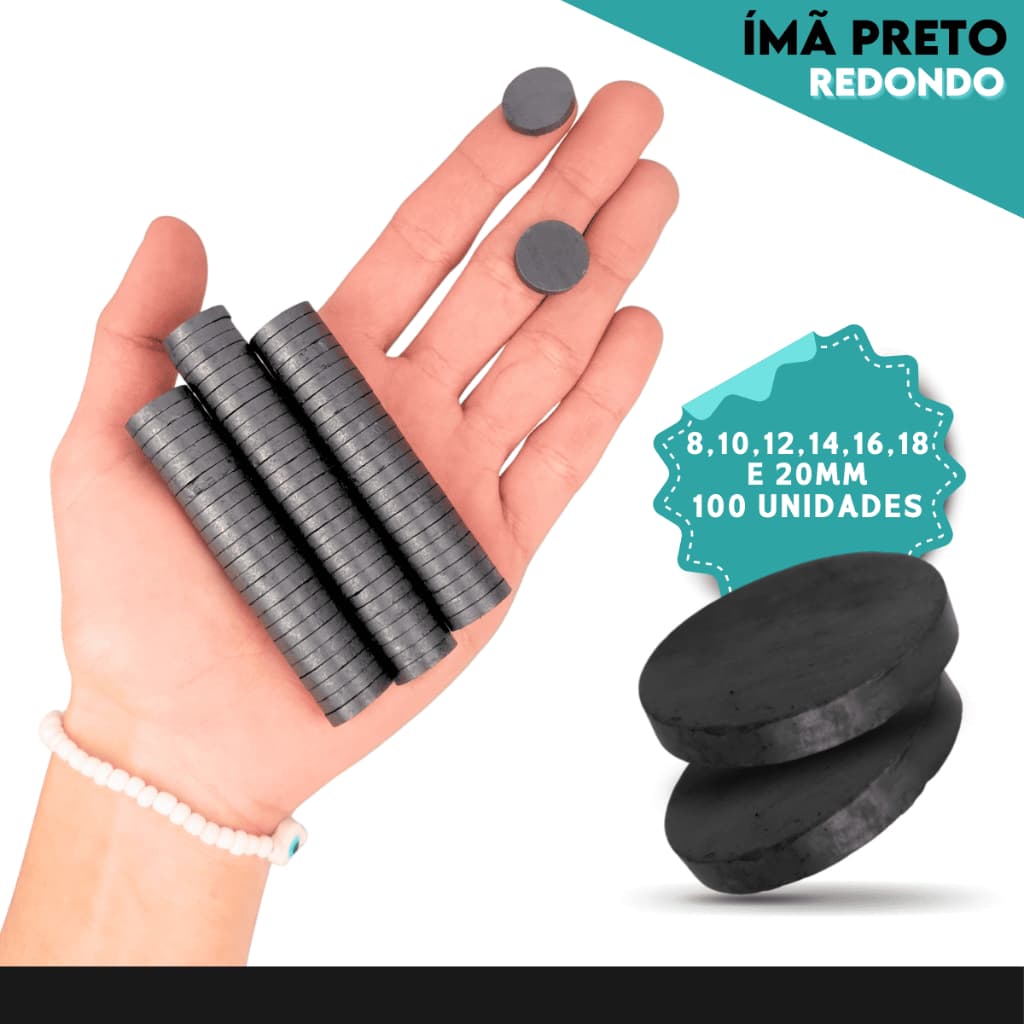Imã - Kit C/ 100 Unidades - Diversos Tamanhos - CH