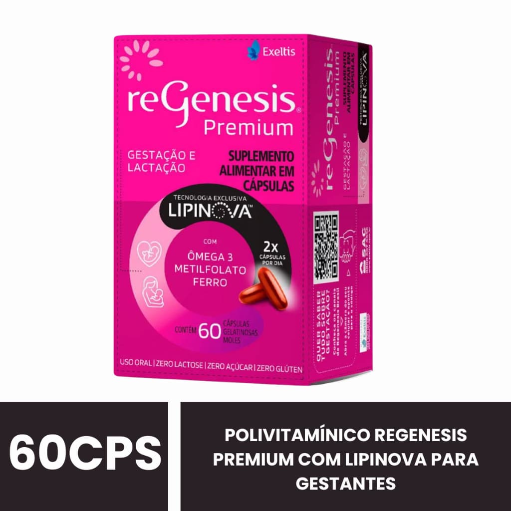 Polivitamínico ReGenesis Premium com Lipinova para Gestantes 60 cápsulas