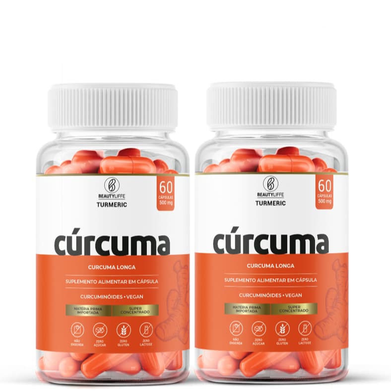 CURCUMA 120 Caps - BeautyLiffe (Kit 2 unid) 100% PURE - CONCENTRADO - MATERIA PRIMA IMPORTADA