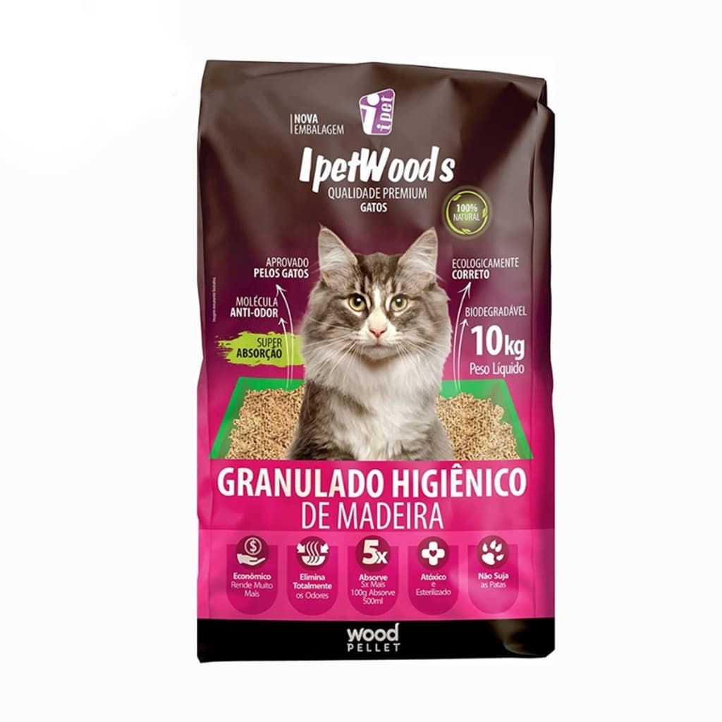 Granulado De Madeira Higiênico para Gatos Absorve 5x Mais