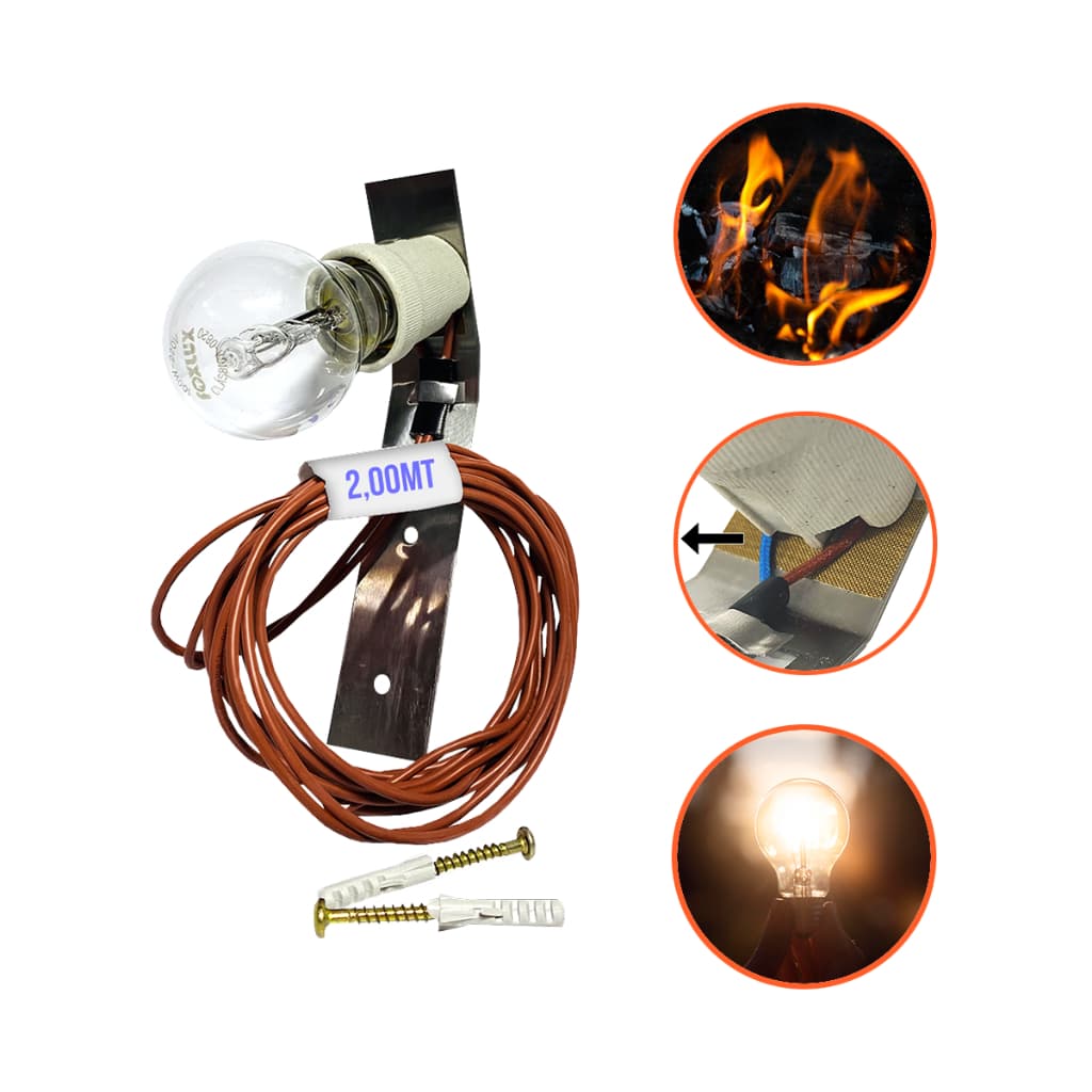 Kit Lâmpada Para Churrasqueira Com Suporte, Soquete e Fio