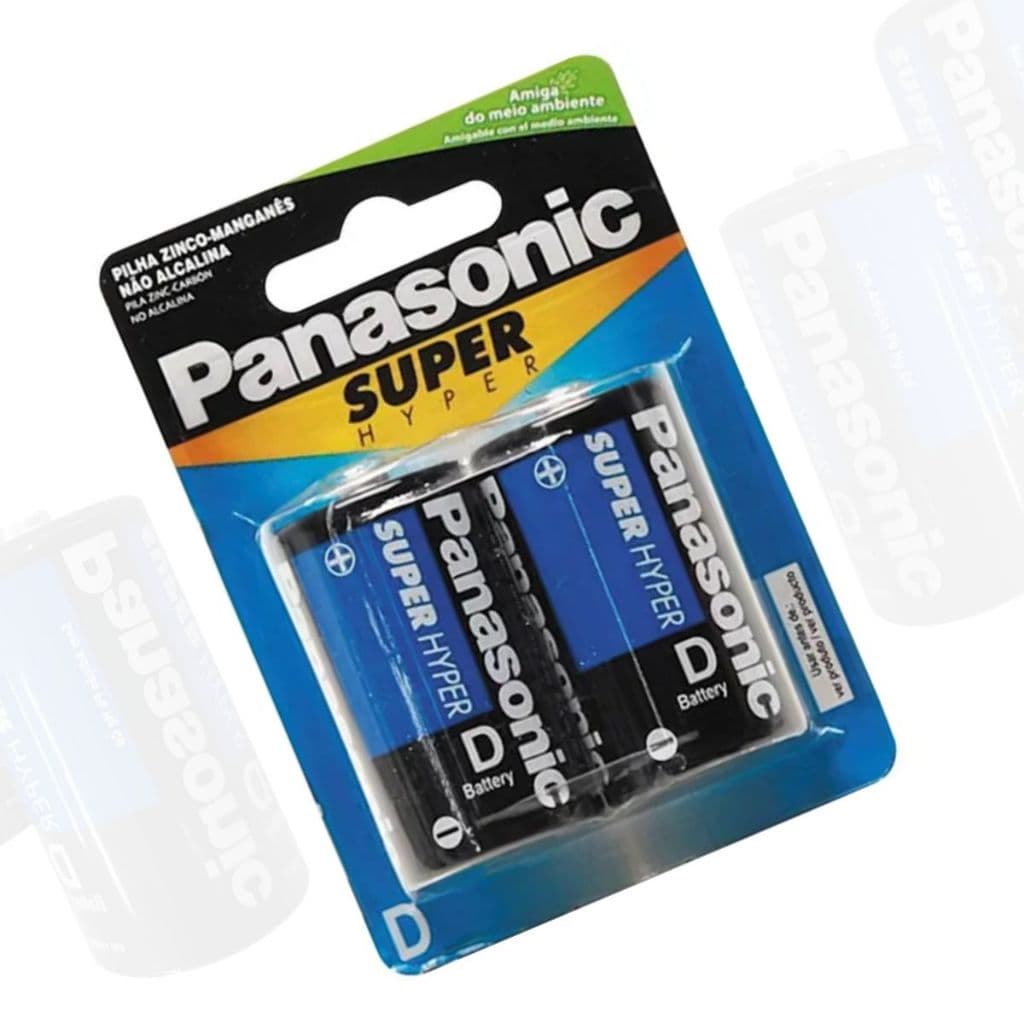 Pilha Panasonic D Grande para Rádio, Lanterna, Brinquedo e outros
