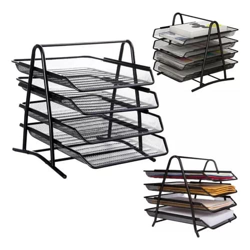 organizador mesa porta A4 papel documentos 4 bandeja 3 bandeja