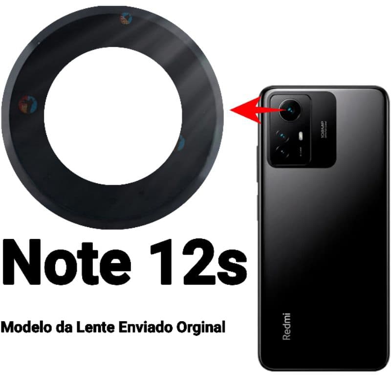 Lente da Camera Xiaomi Redmi Note 12s Xiaomi Vidro da Câmera Traseira Vidrinho Traseiro Note 12s + Dupla Face