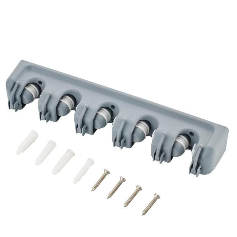 Suporte Organizador De Vassouras 5 Lugares 6 Ganchos Porta Rodo e Chaves Posições