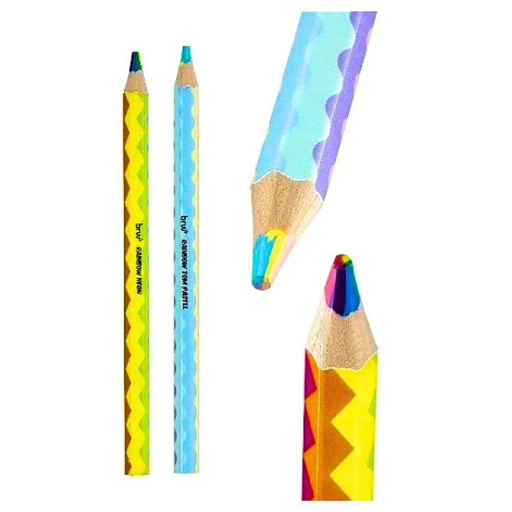 Kit 2 Lápis de Cor Jumbo Sextavado Rainbow Tom Pastel + Neon - BRW