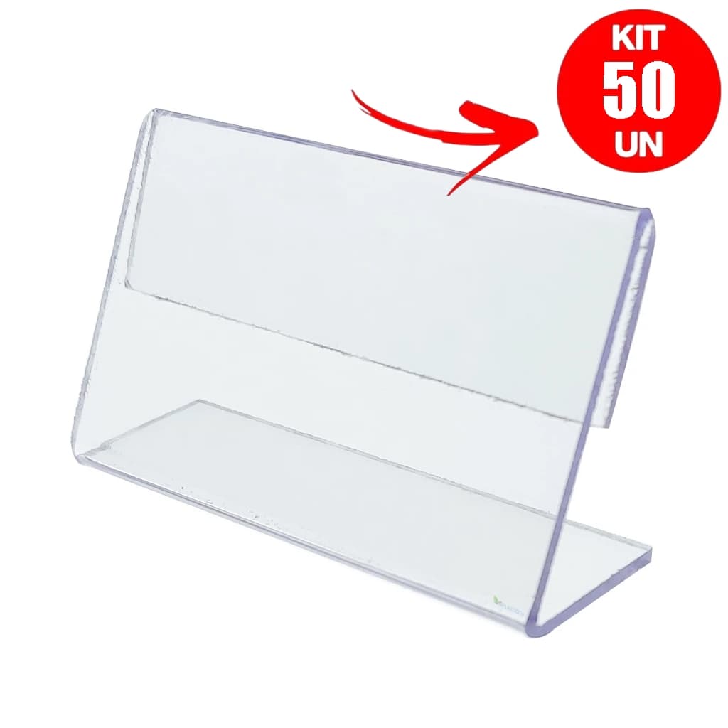 Display Acrilico Porta Preço 6x4cm (Horizontal) - Kit com 50 peças
