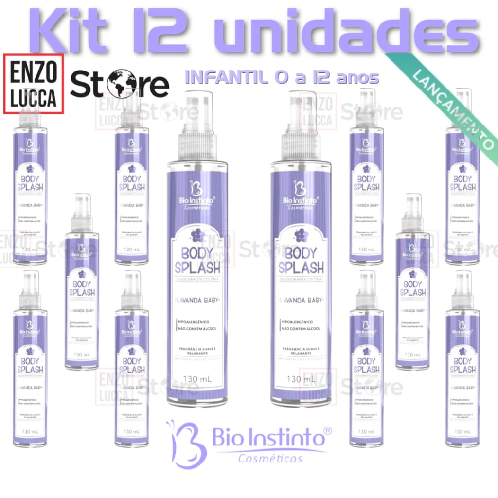 12 Unid Body Splash Bio Instinto130mL Perfume Corporal Infantil Lavanda Baby