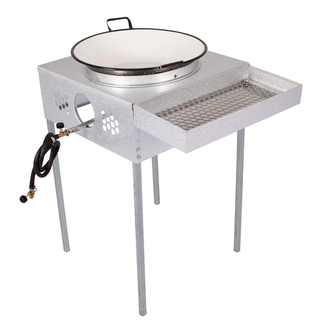 Fogão Fritador Pasteleiro Galvanizado de Pastel à Gás com Escorredor e Tacho Esmaltado Completo com Registro e Mangueira