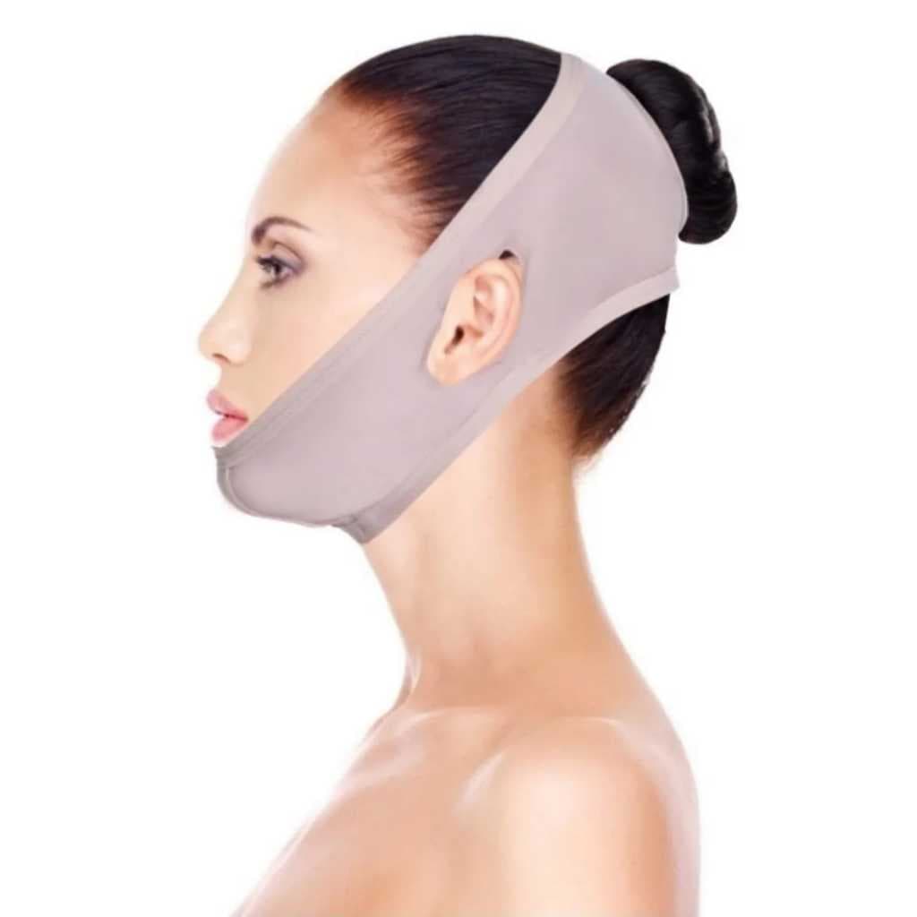 Mentoneira para pós lipo de papada e bichectomia faixinha