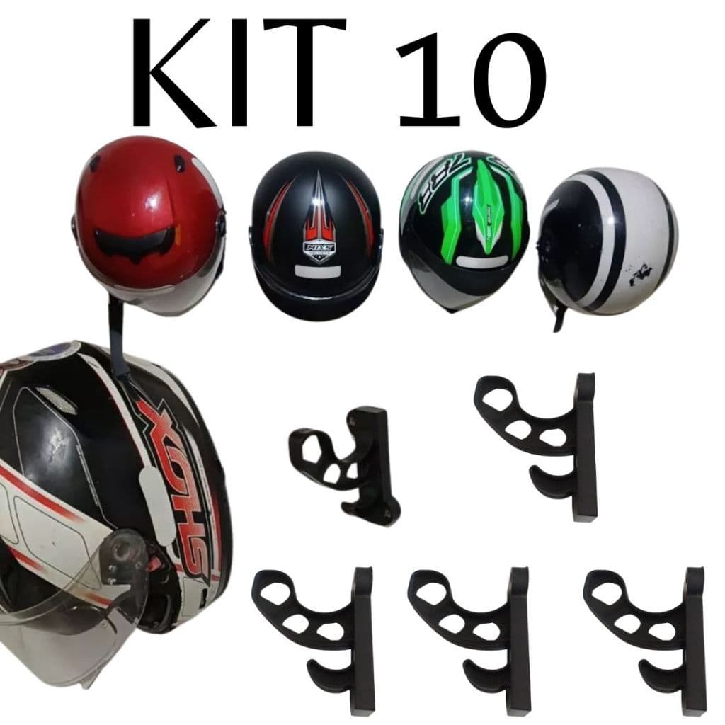 Kit 10 Suporte De Parede Para Pendurar Capacete E Acessórios
