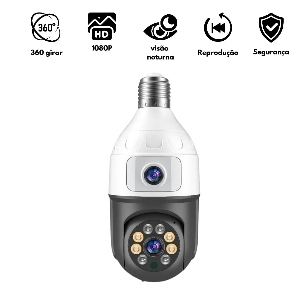 Câmera De Segurança Ip Wifi Full HD 2 Lentes Visão Noturna Microfone Durawell