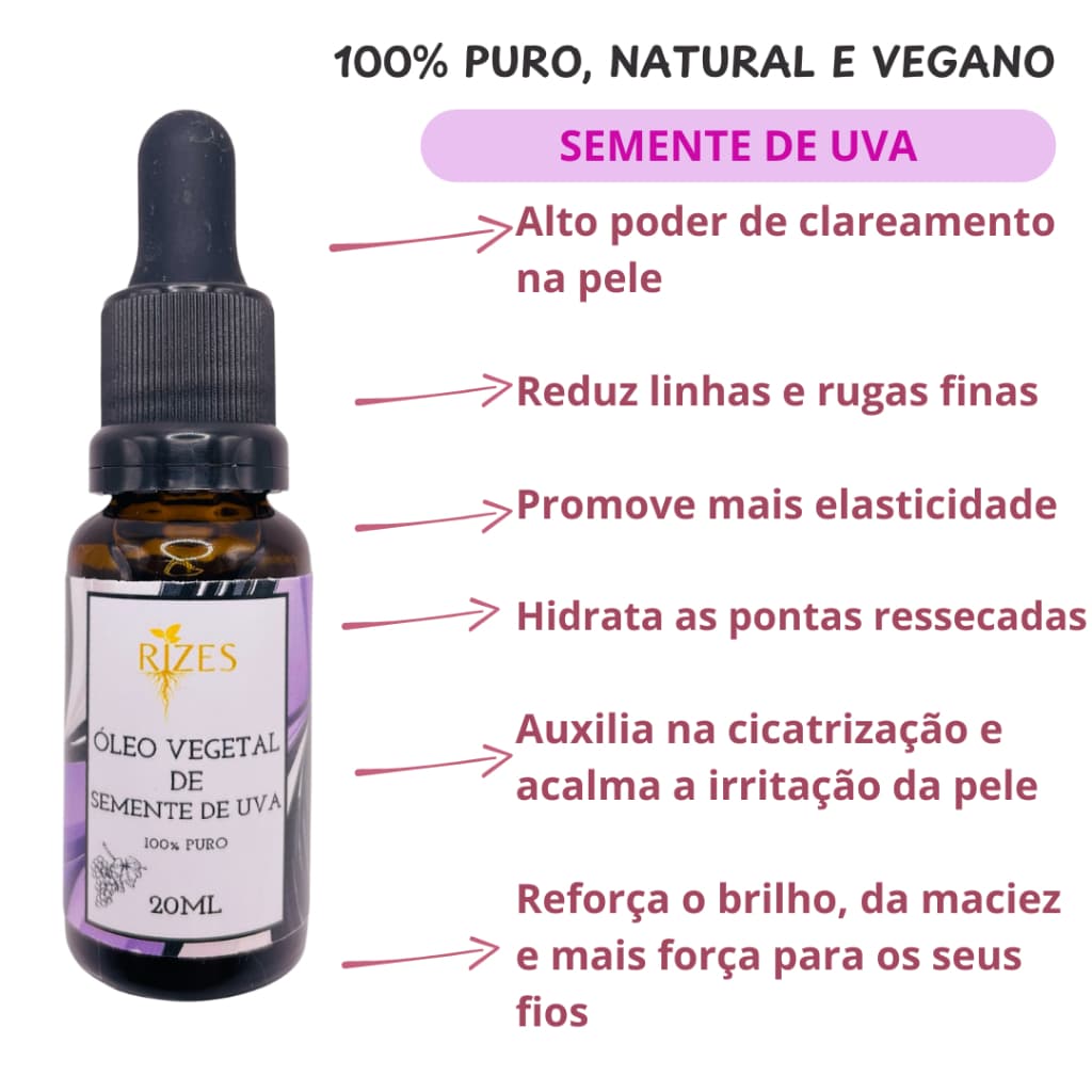 Oleo Vegetal de Semente de Uva 100% PURO